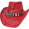 Carnavalife Cappello da cowboy in paglia occidentale, stile bohémien, unisex, con fascia di perline turchesi, regolabile, accessorio per festival estivi