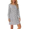 MIA LUCCE Camicia da notte da donna a maniche lunghe, con stampa a cartoni animati, morbida biancheria da notte per abito da salotto