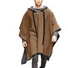 Generisch Poncho da uomo con cappuccio in lana poncho mantello coperta casual con cappuccio poncho per uomo orlo irregolare felpa con cappuccio comodo abbigliamento da casa moda streetwear