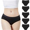 Anntry Pantaloni mestruali da Donna a Vita Medio-Alta Intimo Post-Parto Mutandine in Cotone mestruale a Prova di Perdita Confezione da 5 (Deve Indossare con Pad o tampone)
