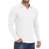 QIXING Polo da uomo a maniche lunghe, slim fit, con scollo a V, maglia a costine, maglietta casual da golf, maglietta casual da uomo per golf, abbigliamento casual e da lavoro