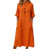 Generico Vestiti Estivi Donna Lino Abiti Casual Eleganti Vestito Scollo a V Larghe Abito Vacanza Comodo Taglie Forti Summer Dress Spiaggia Copricostume Prendisole Morbido e Traspiranti