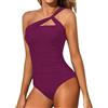 Shfebrinox Monokini Push Up Vintage Taglie Forti Costume da Bagno Intero Donna Imbottito Reggiseno Beachwear Retro Beachwear 1 Pezzi Vacanza Sportivo Piscina Colour Block