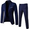 HshDUti Abiti da uomo 2 pezzi Slim Fit Suit Set One Button Giacche Solide Pantaloni Cena di Nozze Abiti per gli Uomini Business Formale Casual Lapel Blazer & Pantaloni Blu Navy S