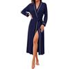 Marvmys Vestaglia da Donna Elegante Kimono Morbido Loungewear da Casa | Vestaglia lunga con scollo a V e maniche lunghe. Chiusura con cintura regolabile. Silhouette fluida e taglio strutturato.