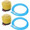 BESTOMZ 2 Set Pompa a Pedale per Palloni Sportivi, Giallo, con 4 Tappi e 2 | Uso Manuale Portatile, Compatibile con Yoga Ball e Giochi da Piscina, Plastica Resistente per Viaggio e Sport