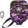 YQxwJL Copertura viola della pagaia del pickleball del neoprene della stampa dei fiori, manica protettiva della chiusura lampo con la tasca della rete e il moschettone