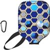 YQxwJL Copertura per pagaia da pickleball in neoprene con stampa a esagoni blu e diamanti, custodia protettiva con cerniera con tasca in rete e moschettone