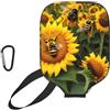 YQxwJL Copertura per pagaia da pickleball in neoprene con stampa api girasole, manica protettiva con cerniera con tasca in rete e moschettone