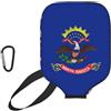 YQxwJL Copertura per pagaia da pickleball in neoprene con stampa bandiera del Nord Dakota, custodia protettiva con cerniera con tasca in rete e moschettone