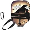YQxwJL Custodia protettiva per pickleball in neoprene con stampa di note musicali, custodia protettiva con cerniera e tasca in rete e moschettone