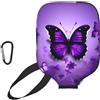 YQxwJL Bella copertura per pagaia in neoprene con stampa farfalle viola, custodia protettiva con cerniera con tasca in rete e moschettone