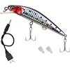NRVTRE Esche da Pesca con Luce a LED Esche rigide Ricaricabili | Esche dure artificiali Floating Swimbait per trote Acqua salata, Esche elettriche per pesci