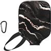 YQxwJL Custodia protettiva per pickleball in neoprene con stampa marmorizzata in oro rosa nero con cerniera e tasca in rete e moschettone