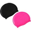 ifundom 2 Pezzi Cuffia da Nuoto in Silicone per Adulti, Sportiva | Leggera, Facile da Indossare e Togliere, Protegge i Chioma, per Donne e Uomini Adulti, Rosa Nero Colore Casuale