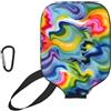 YQxwJL Copertura della pagaia del pickleball del neoprene della stampa della tintura del legame, manicotto protettivo della chiusura lampo con la tasca della maglia
