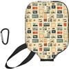 Generic Neoprene Paddle Cover Vintage Travel Stamps pickleball Paddle Cover | Universale con cerniera pickleball Covers Per sport Fits Most Rackets L'uso Esterno