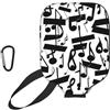 YQxwJL Custodia protettiva nera per pickleball in neoprene con stampa note musicali, custodia protettiva con cerniera e tasca in rete e moschettone