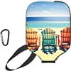 YQxwJL Scena della spiaggia con le sedie stampa copertura della pagaia del pickleball del neoprene della copertura della chiusura lampo con la tasca della rete e il moschettone