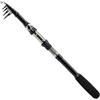 Hoppipola Canna da pesca telescopica, 1,8-2,7 m, in carbonio, per sport marini, con anelli in acciaio inox, per pesca a lancio largo, colore nero
