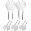 TEHAUX 5 Pezzi Forcella per Riparazione Divot, Forchetta per Riparazione Prato in Metallo Argento, Portatile e Comoda, per Pulire Le Scanalature, per Allenamento Golf e Campo, per Uomo