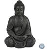 Relaxdays Statua del Buddha Seduto XL 70cm, per Giardino, Soggiorno, in Ceramica, Impermeabile Anti-Gelo Grigio Scuro