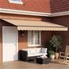 Kaloriko Cornice per Tenda Manuale con LED 5 x 3 m in Alluminio e Poliestere, Ombreggiante Retrattile Estensibile per Giardino, Terrazza, Patio con Luce Calda, Telecomando e Design Semi-cassettato