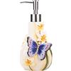 FORLONG Dispenser di sapone in ceramica, dispenser per lozioni 3D a forma di farfalla e fiori di gigli, accessori per il bagno