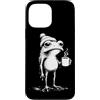 Funny Frog Graphic Coffee Addict Men Wom Custodia per iPhone 13 Pro Max Grumpy Frog bere caffè amante divertente rospo rana amante