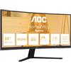 AOC Monitor CU34B3E 34 pollici Curvo 3440x1440, UW-QHD, 120Hz, VA Panel, 4ms GtG, (HDMI1x 2.0) HDR Ready, Nero