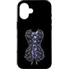 Pink Cowgirl Disco Custodia per iPhone 16 Piastrelle in stile gotico a specchio con lacci in pelle nera