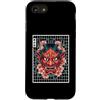Japanese Aesthetic by Tokyo Waves Custodia per iPhone SE (2020) / 7/8 Hannya Oni Grid Devil Yokai - Maschera da tatuaggio giapponese con diavolo