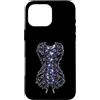 Pink Cowgirl Disco Custodia per iPhone 16 Pro Max Piastrelle in stile gotico a specchio con lacci in pelle nera