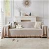 Highdi Colore Solido Telo Copridivano, Copri Divano con Frange Decorative, Copridivano AntiGraffio Protezione per Mobili e Divano, Copridivani Universale Tutte Le Stagioni (180x300cm,Marrone)