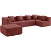 MILYsofa Divano modulare angolare, 5 posti con penisola, tessuto bouclé, fodere dei cuscini removibili (Rosso Terracotta, 5 posti con penisola)