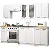 AKORD OLIWIA - Set di mobili da cucina, 2,4 m, H720, modulare, 240 cm, 11 ante, 1 cassetto, cucina completa, set di cabinet da cucina, pensili, 240 x 203 x 46 cm, bianco e bianco