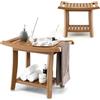 HOMASIS Sgabello da Bagno in HDPE, Panca da Doccia con Piedini Antiscivolo, Sedia Doccia Multiuso e Impermeabile con Portaoggetti per Rasatura, Portata 150kg (Marrone, 60,5 x 34 x 48 cm)