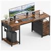 YOUDENOVA Scrivania per Computer 140 cm, Scrivania con 4 Cassetti, Supporto CPU, Scrivania Multifunzionale per Ufficio, Studio e Gaming, Montaggio Semplice Marrone