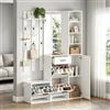 TIZZ Appendiabiti da 120 x 30 x 180 cm, scarpiera, specchio, appendiabiti, multifunzionale, montaggio a parete, scaffali, corridoio, ingresso, bianco