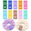Sunviva 60 etichette fatte a mano da cucire, 10 colori con lettere a forma di cuore | 1,5 x 4 cm, etichette decorative per maglieria, cappelli, progetti fai da te e regali, (6 pezzi per ogni colore)