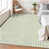 LuxFocus Tappeto lavabile 120x170 cm, Tappeto a pelo corto con design geometrico moderno, antiscivolo e morbido, Design minimalista a linee per soggiorno, sala da pranzo, ufficio, Verde chiaro