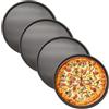 Rainway Set di 4 teglie per pizza, rotonde, 29 cm, antiaderente, teglia per pizza in acciaio al carbonio, teglia per pizza rotonda, resistente al calore, per forno e forno fino a 220 gradi