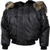 MFH N2B bomber in nylon con pelliccia, nero,