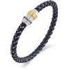 Police Gripcore Barrel placcato oro Bracciale in pelle intrecciata nera da uomo