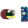 Bosch Professional Bosch 25 Fogli Abrasivi Roto-Orbitale, 125 Mm, Nero + 3x Spugne Expert S471 Standard per Legno Tenero, Vernice su Legno, 69 x 97 x 26 mm, Grana Media/Fine/Ultrafine, Accessorio Levigatura Manuale