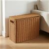 KESOTO Contenitore Angolare Portaoggetti, Cesta Rattan, Marrone, Piccolo | Scatola Portaoggetti Rettangolare in PP con Coperchio Manici Laterali, per Organizzazione Adatto a Studio Cucina Camera