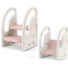 Growaystory Sgabello a due gradini per bambini, Scaletta gradini, Sedile per Addestramento per WC, Multifunzione, Regolabile in Altezza, Con braccioli, Antiscivolo - Da 1.5 a 5 Anni circa (Rosa a 2 strati)