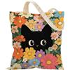 RAVNIX Borsa Tote Bag Tela Donna Gatto 1 Pz, Shopper Cotone con Bottone e Tasca Interna per Spesa, Studio e università, Robusta Spesa Riutilizzabile Regalo Amanti Gatti