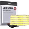 BTF-LIGHTING IP65 impermeabile FCOB COB Striscia LED 3000K 24V 5M 480LEDs/m | Flessibile ad alta densità a luce uniforme LED Nastro Bianco Naturale 8mm CRI90+ per Soggiorno, Cucina, Bar (Solo striscia)