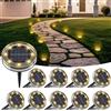 LOTMOS Luci Solari da Giardino Sepolta, 10 Pcs Faretti Solari a Led da Esterno Impermeabile IP68, 8 LED Lampade Solare da Terra Decor per Prato Cortile Vialetto Paesaggio, Bianco Caldo